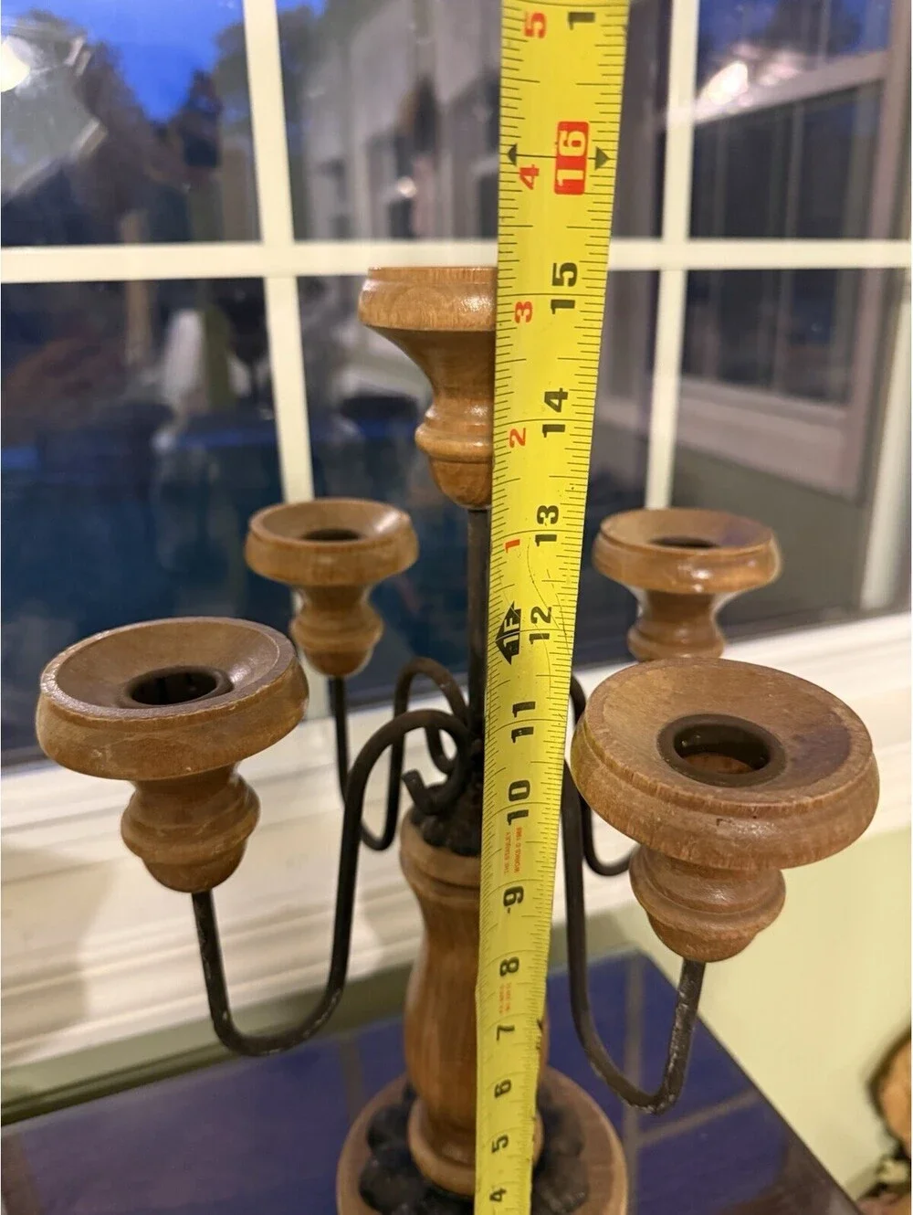Vintage Homco Home Interiors Wood & Metal 5 Candle Holder Candelabra, MCM